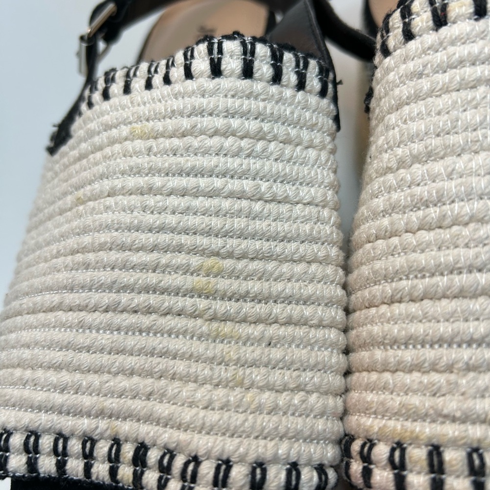 Just Fab Espadrille Woven Black & Cream Open Toe Platform Wedge Size 9 - Picture 10 of 10